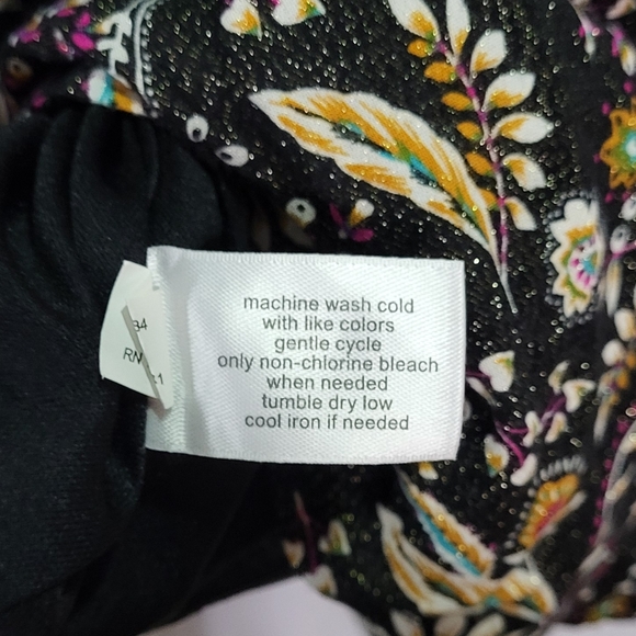 Lane Bryant Women's Black Metallic Babydoll Floral Long Sleeve Blouse Size 22 - Picture 12 of 12